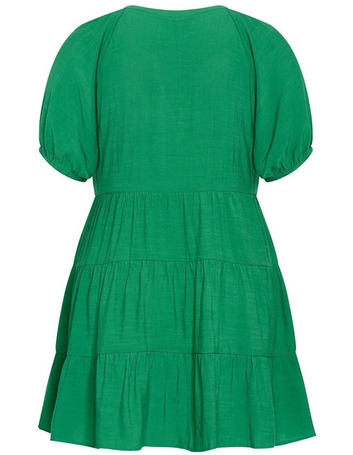 Kara Tiered Mini Dress in Green image 4