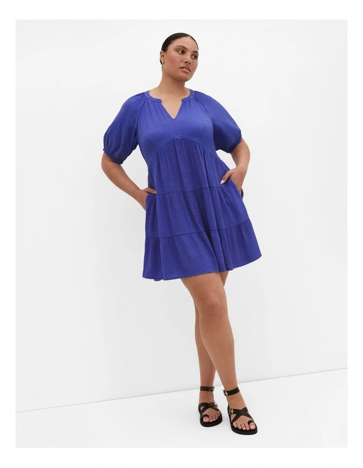 Kara Tiered Mini Dress in Marine image 1