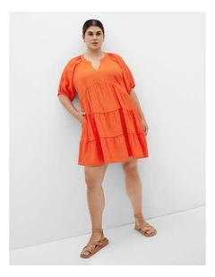 Kara Tiered Mini Dress in Tangerine