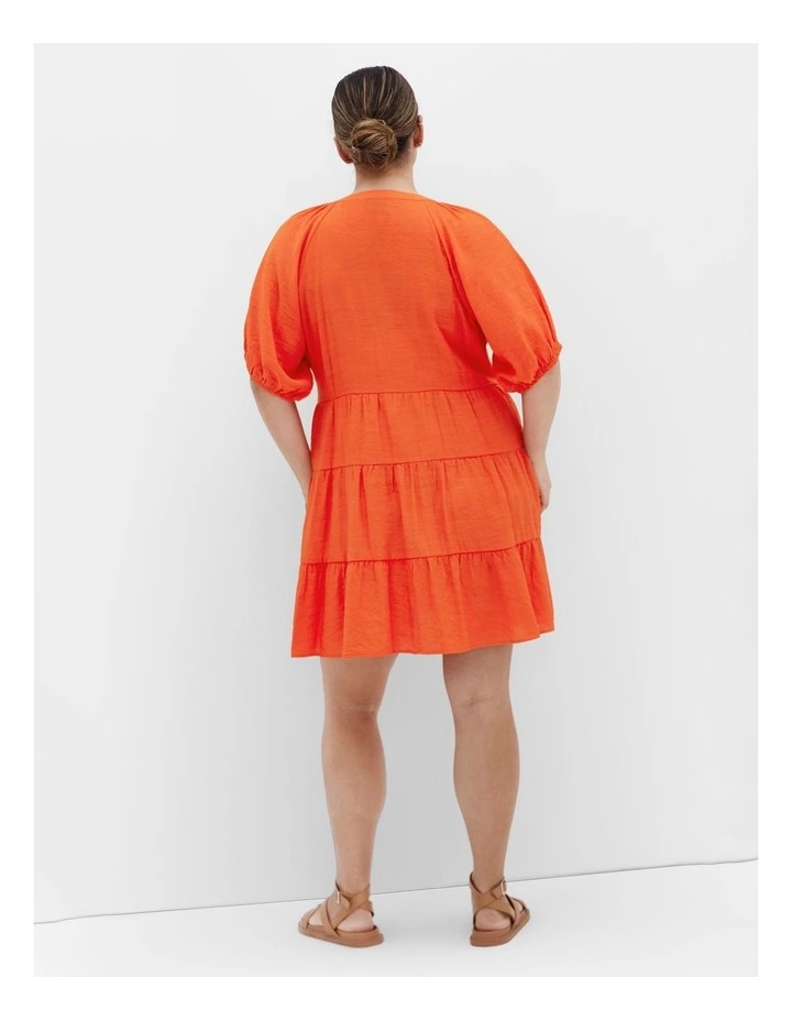 Kara Tiered Mini Dress in Tangerine image 2