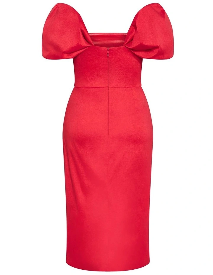 Elyse Off Shoulder Midi Dress in Red image 4