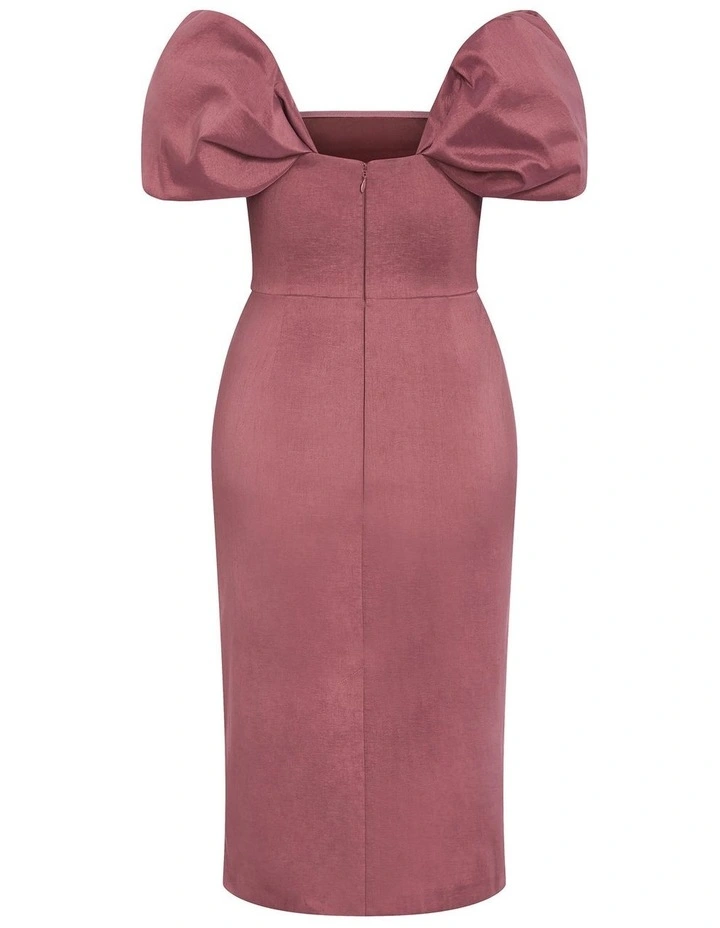 Elyse Off Shoulder Midi Dress in Roseberry image 4