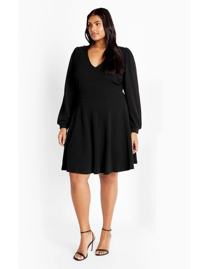 Karter Fit And Flare Dress in Black image 1