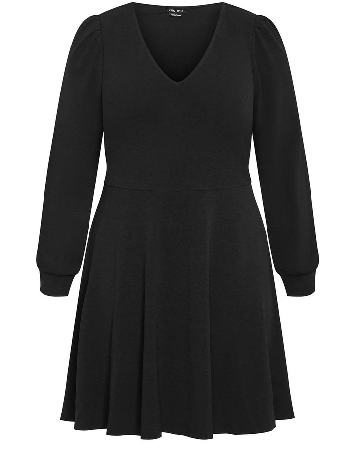 Karter Fit And Flare Dress in Black image 3