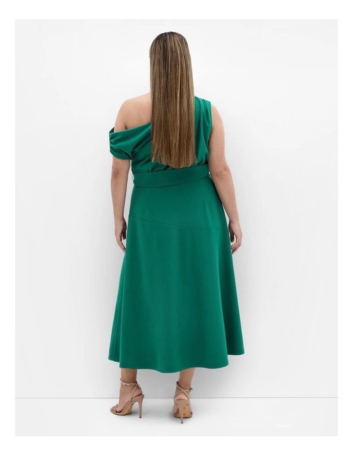 Kate Off Shoulder Midi Dress in Jade image 2