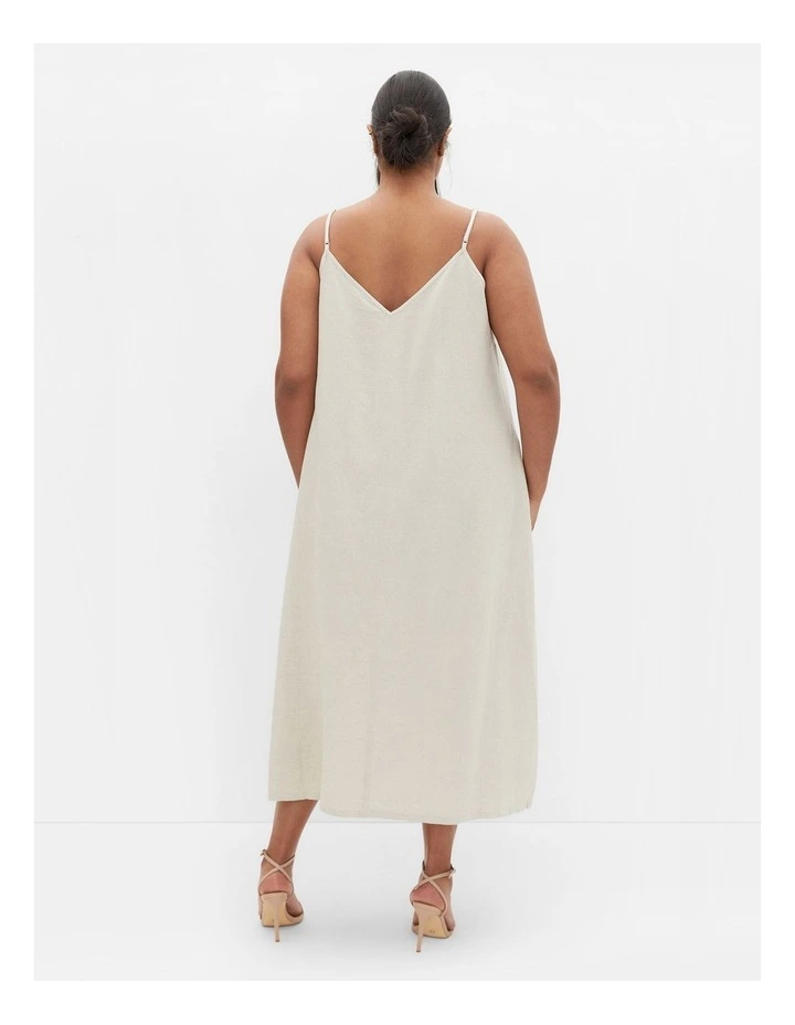 Jayda V Neck Midi Dress in Neutral image 2