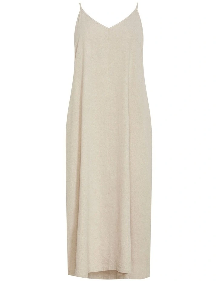 Jayda V Neck Midi Dress in Neutral image 3