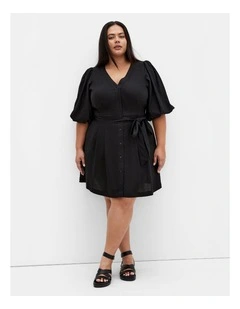 Lori Linen Dress in Black