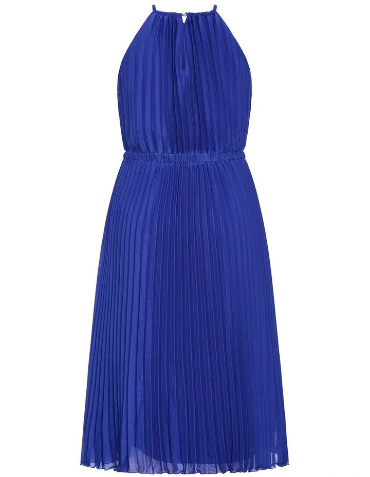 Ruby Halter Pleat Midi Dress in Lapis image 4