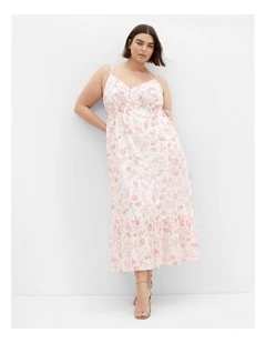 Ari Print Midi Dress in White