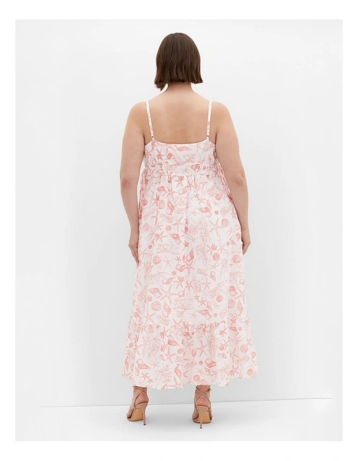 Ari Print Midi Dress in White image 2