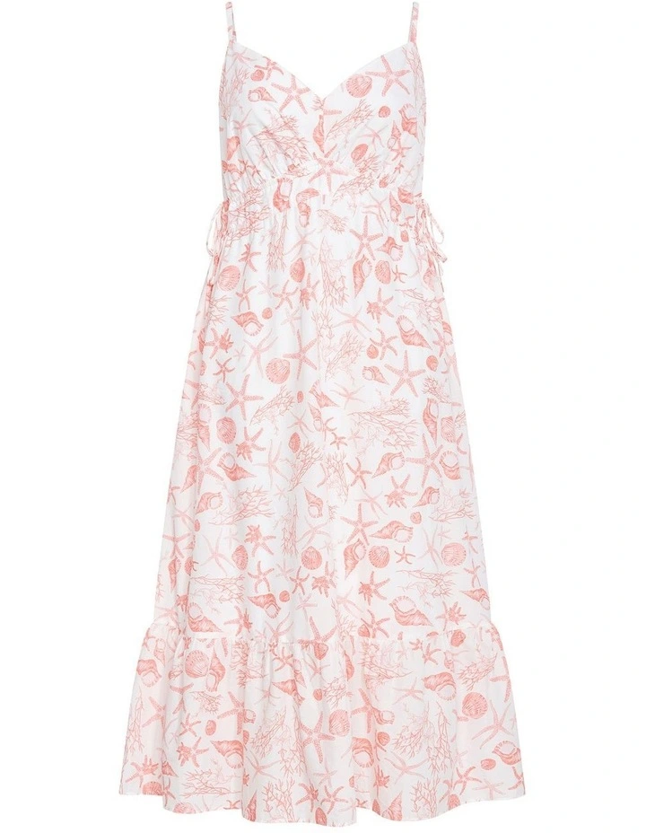 Ari Print Midi Dress in White image 3