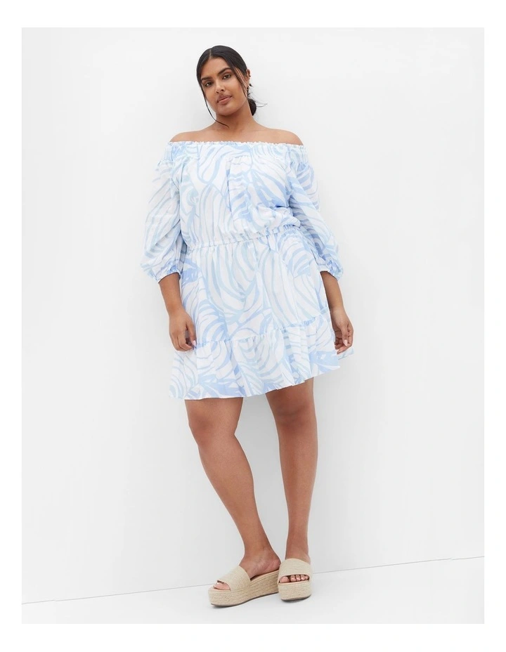 Lorelai Print Mini Dress in Blue image 1