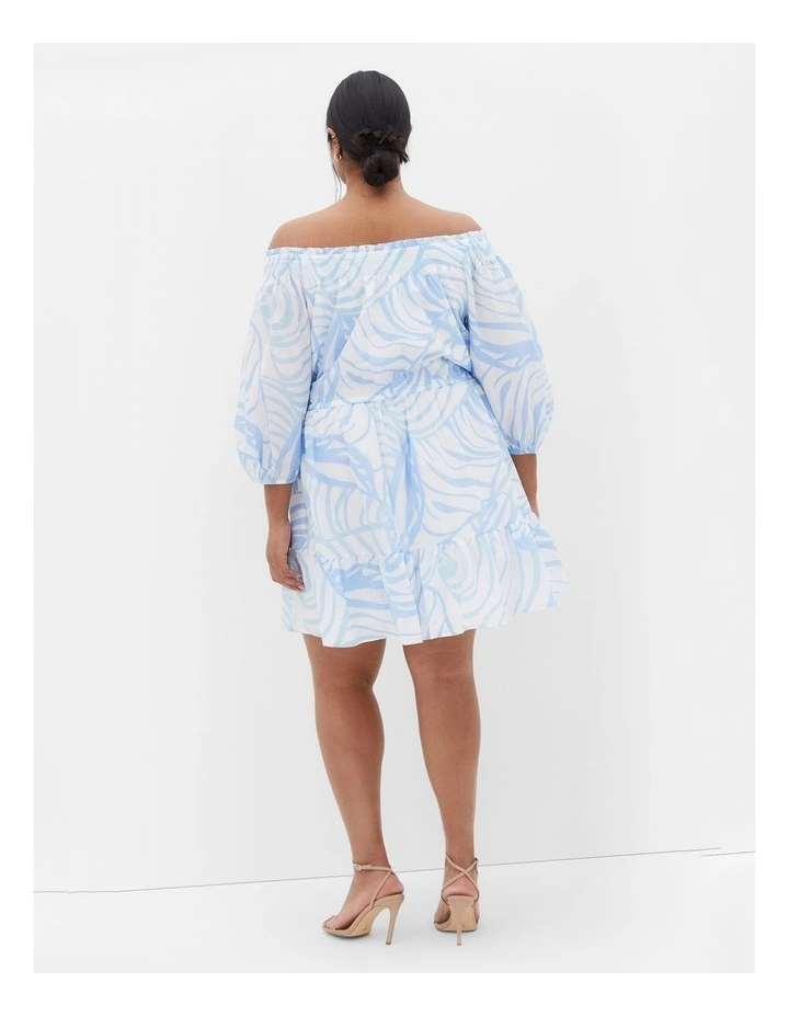 Lorelai Print Mini Dress in Blue image 2