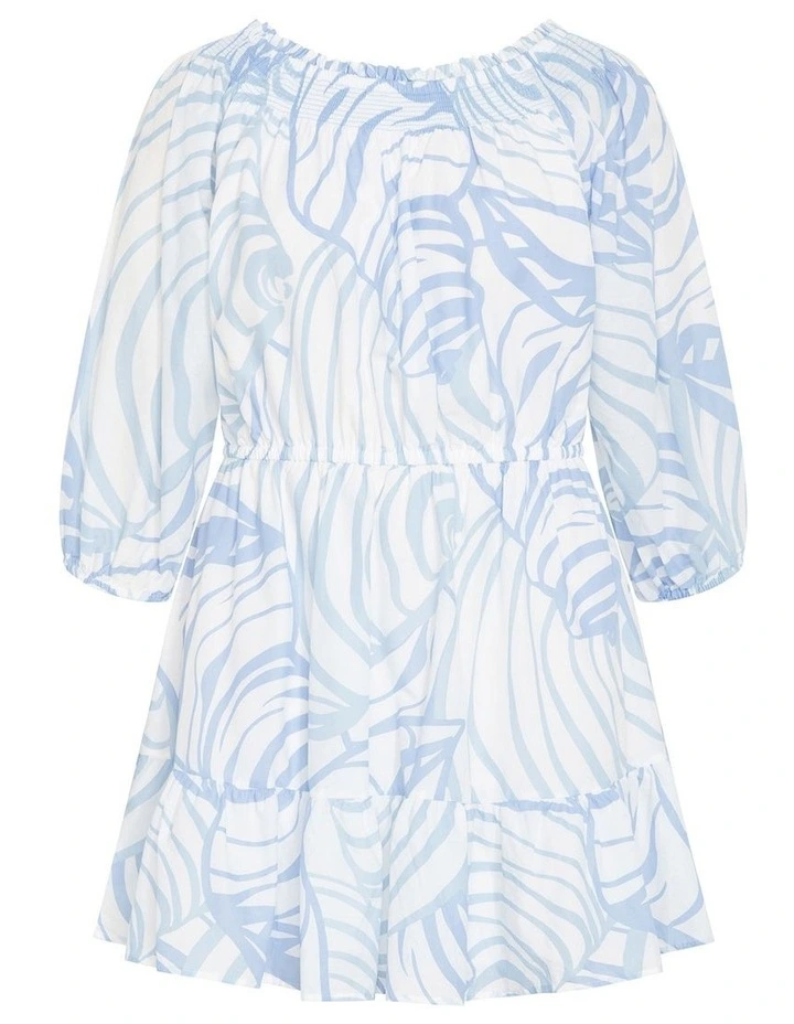 Lorelai Print Mini Dress in Blue image 3