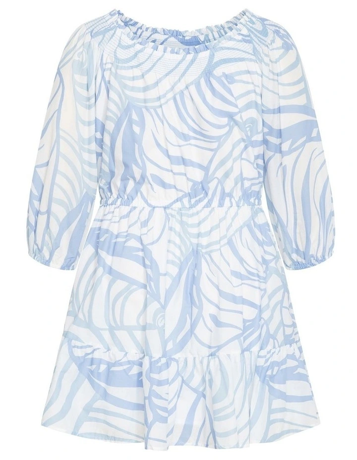 Lorelai Print Mini Dress in Blue image 4