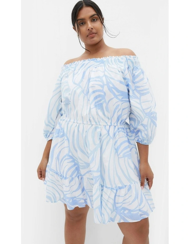 Lorelai Print Mini Dress in Blue image 5