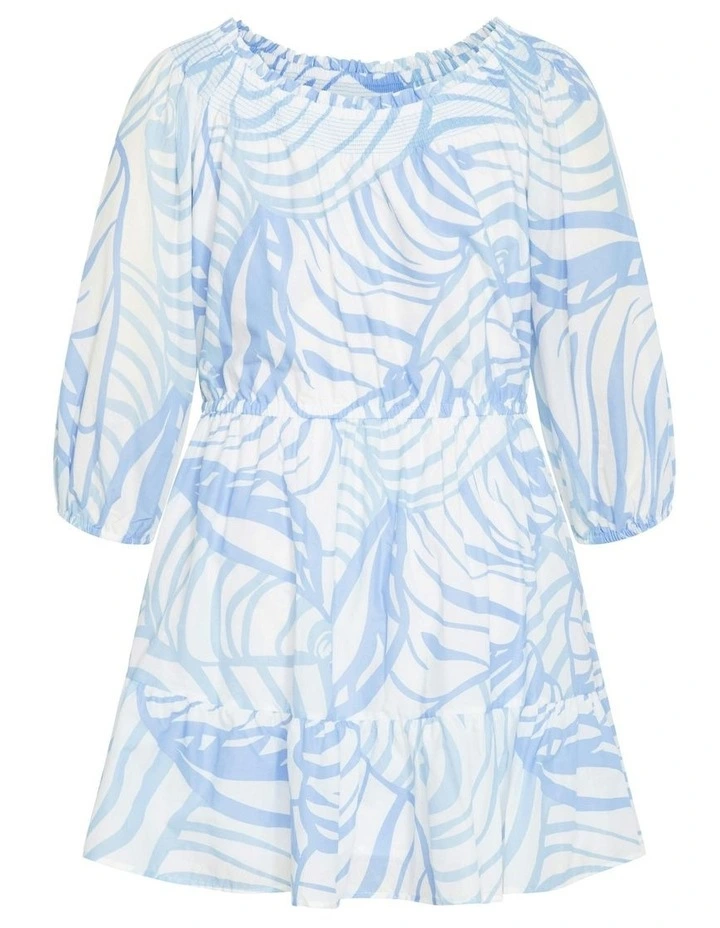 Lorelai Print Mini Dress in Blue image 7