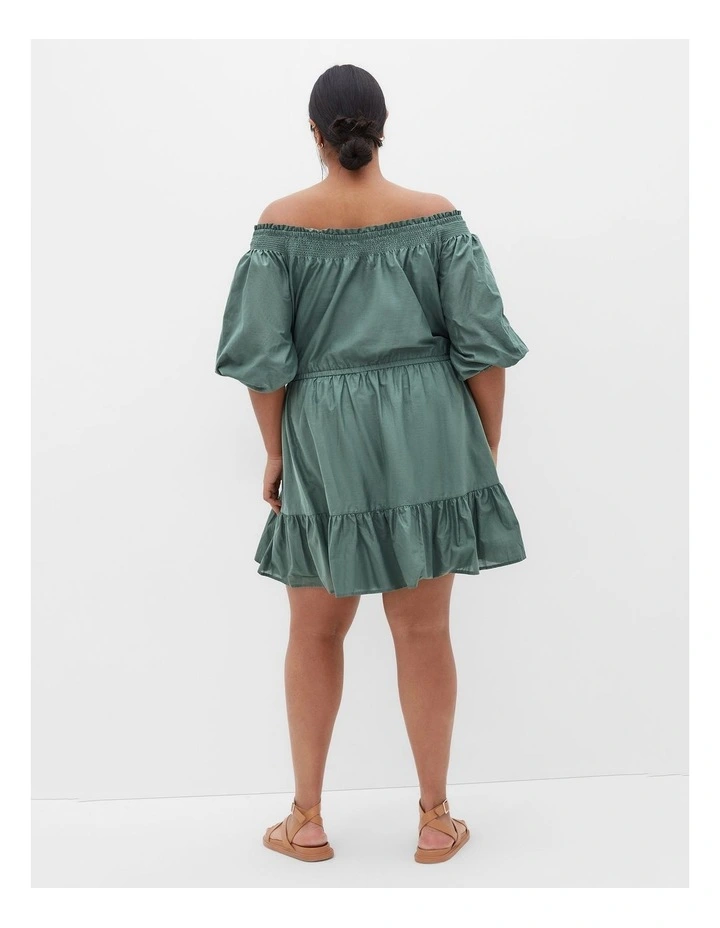 Lorelai Off Shoulder Mini Dress in Khaki image 2