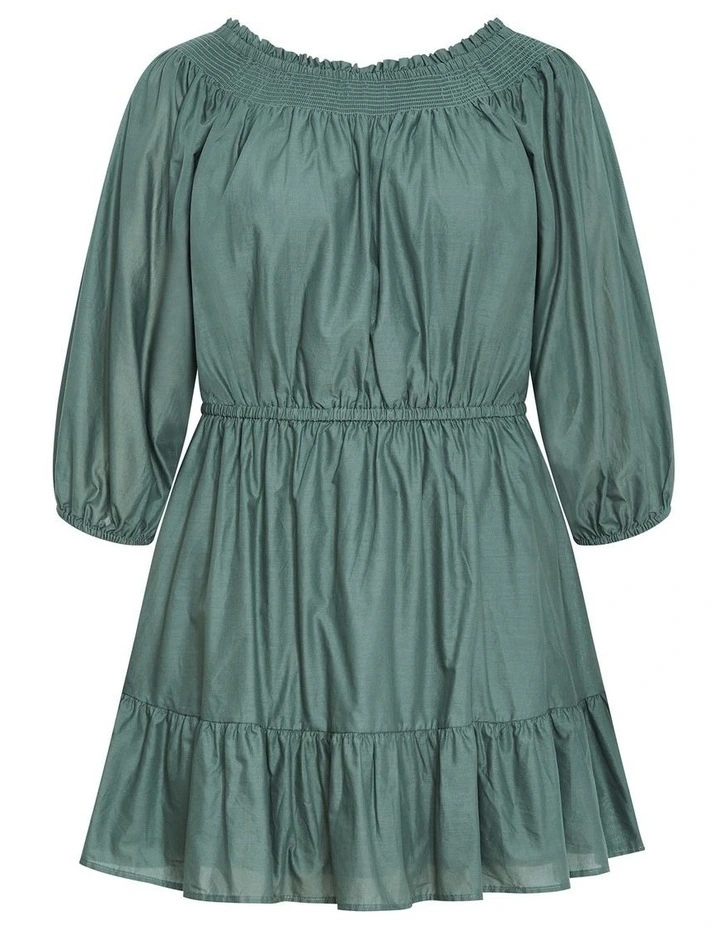 Lorelai Off Shoulder Mini Dress in Khaki image 3