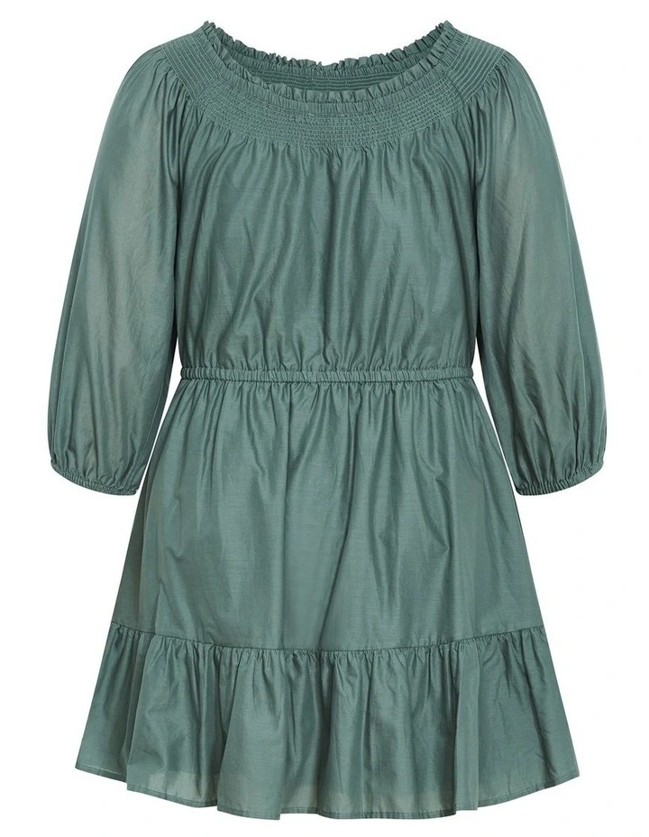 Lorelai Off Shoulder Mini Dress in Khaki image 4