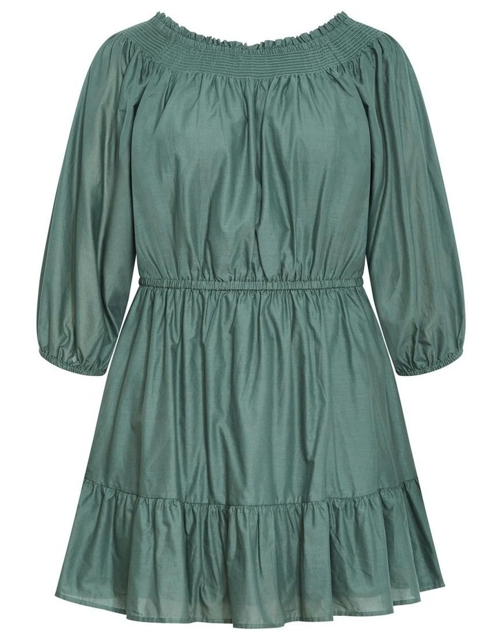 Lorelai Off Shoulder Mini Dress in Khaki image 5