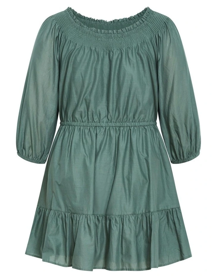 Lorelai Off Shoulder Mini Dress in Khaki image 6