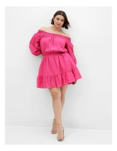 Lorelai Off Shoulder Mini Dress in Magenta