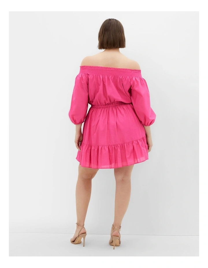 Lorelai Off Shoulder Mini Dress in Magenta image 2