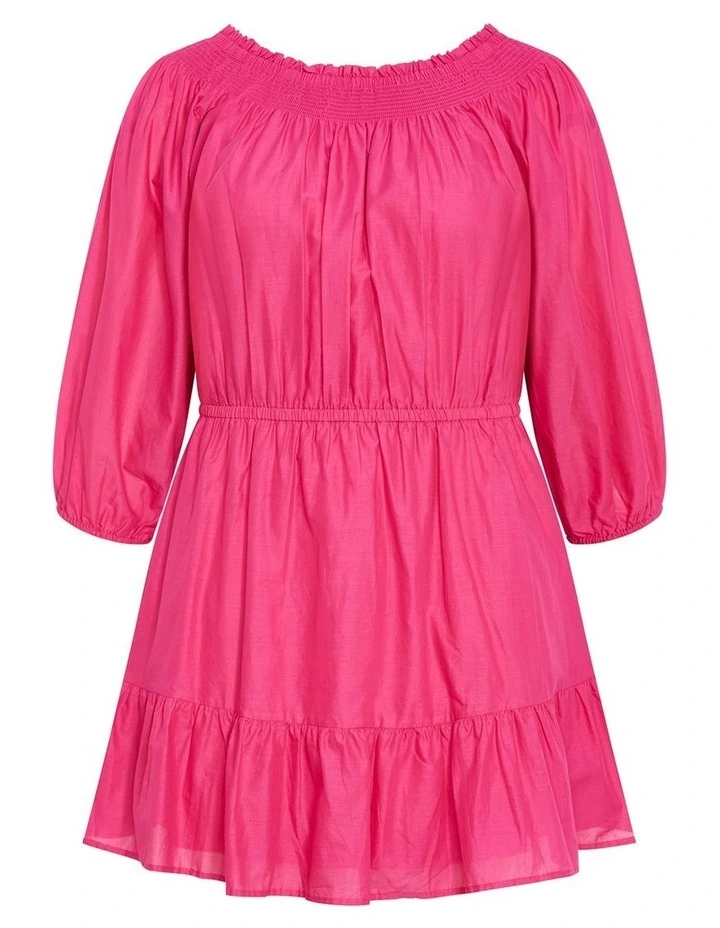 Lorelai Off Shoulder Mini Dress in Magenta image 3