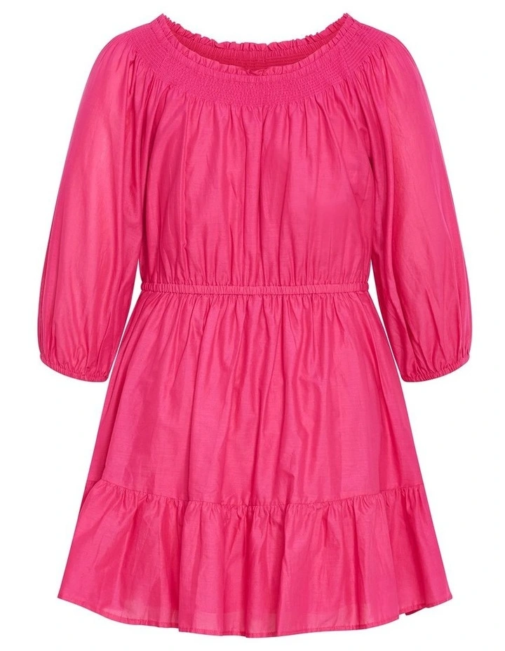 Lorelai Off Shoulder Mini Dress in Magenta image 4