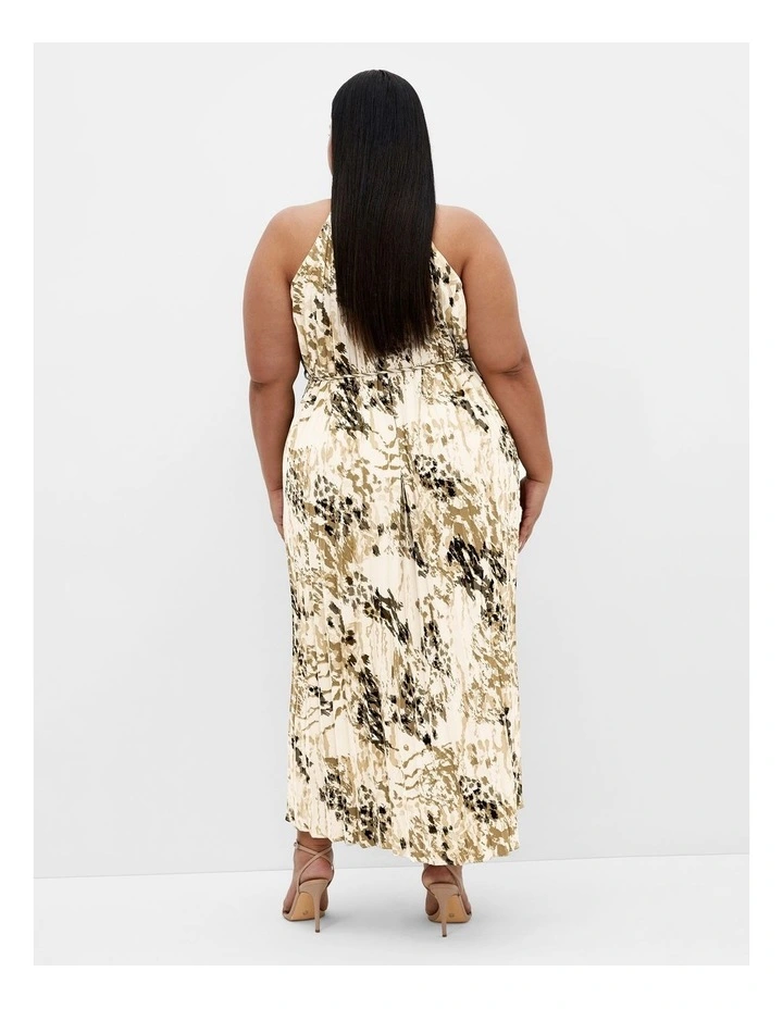 Tatum Print Pleat Maxi Dress in Natural image 2