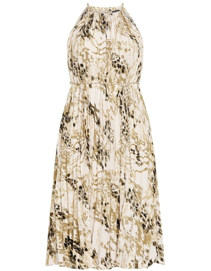 Tatum Print Pleat Maxi Dress in Natural image 3