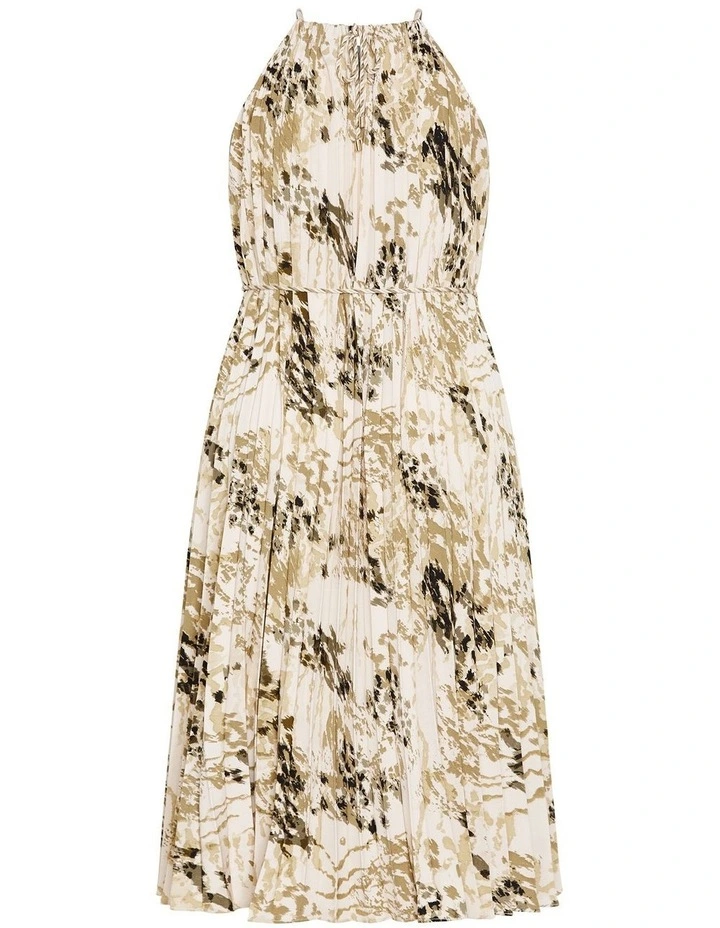 Tatum Print Pleat Maxi Dress in Natural image 4