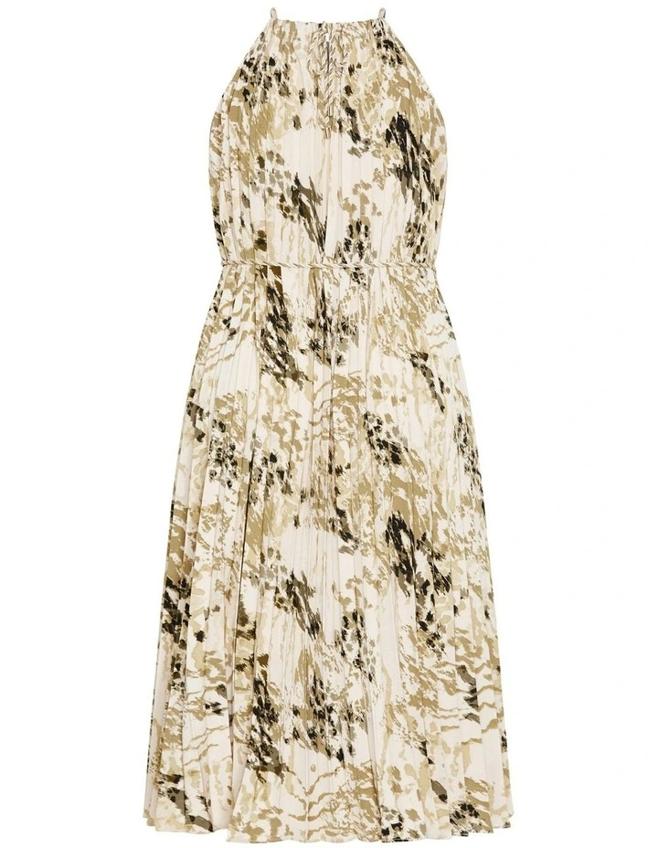 Tatum Print Pleat Maxi Dress in Natural image 5