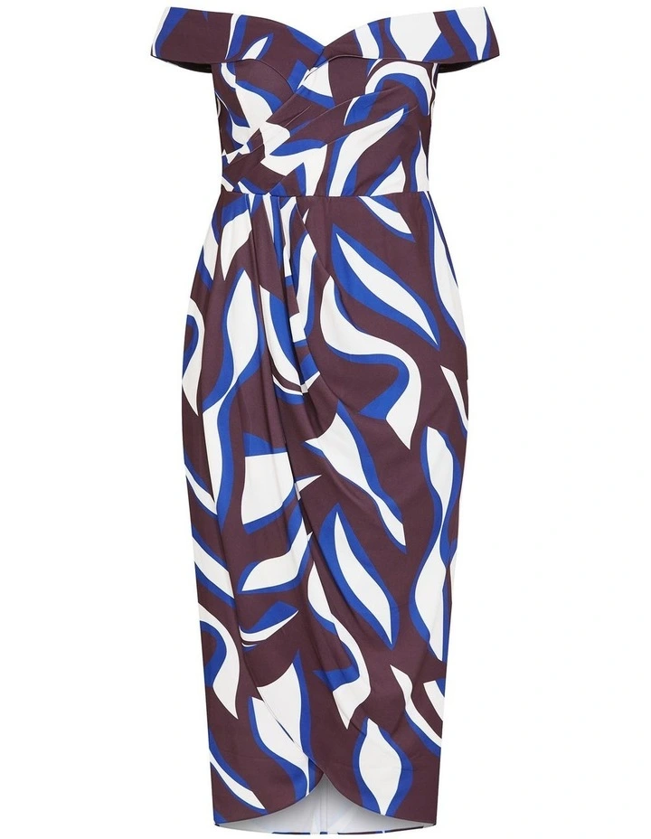 Claire Print Off Shoulder Dress in Cocoa image 3