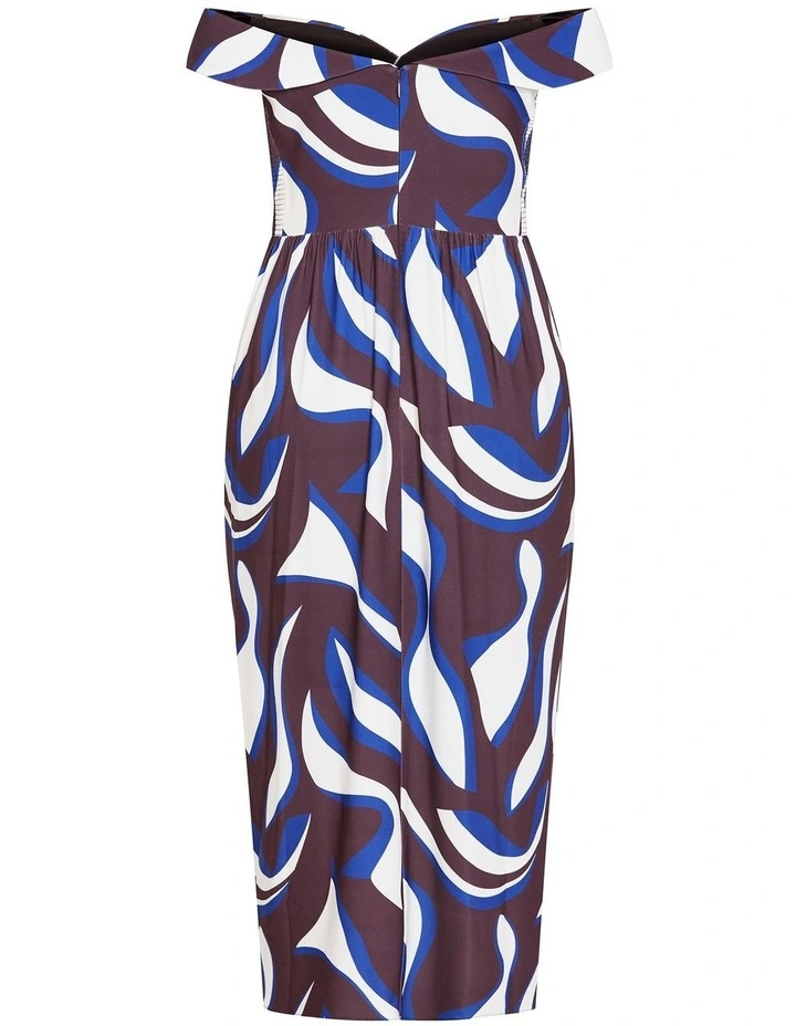 Claire Print Off Shoulder Dress in Cocoa image 4