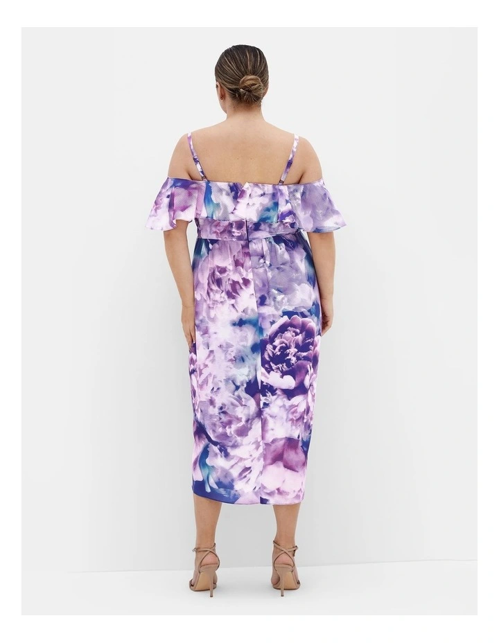 Floral Drape Midi Dress in Violet image 2