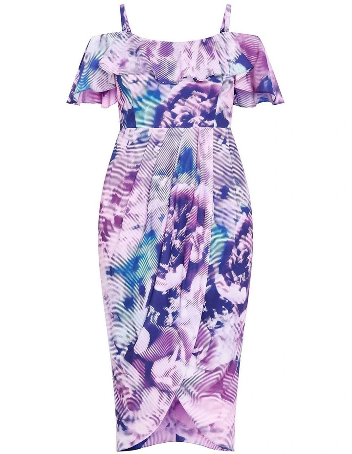 Floral Drape Midi Dress in Violet image 3