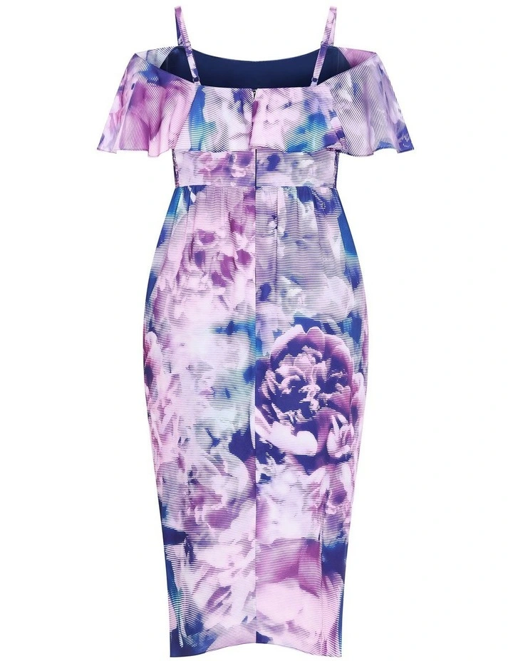 Floral Drape Midi Dress in Violet image 4
