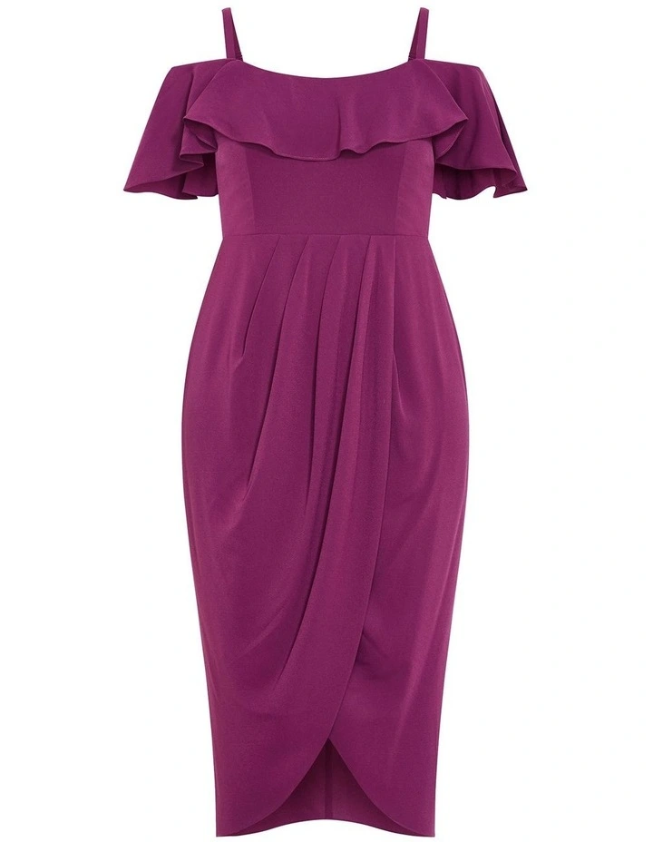 Flirtation Drape Midi Dress in Cerise image 3