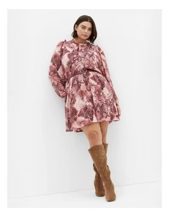 Maddie Snake Print Dress in Cherry
