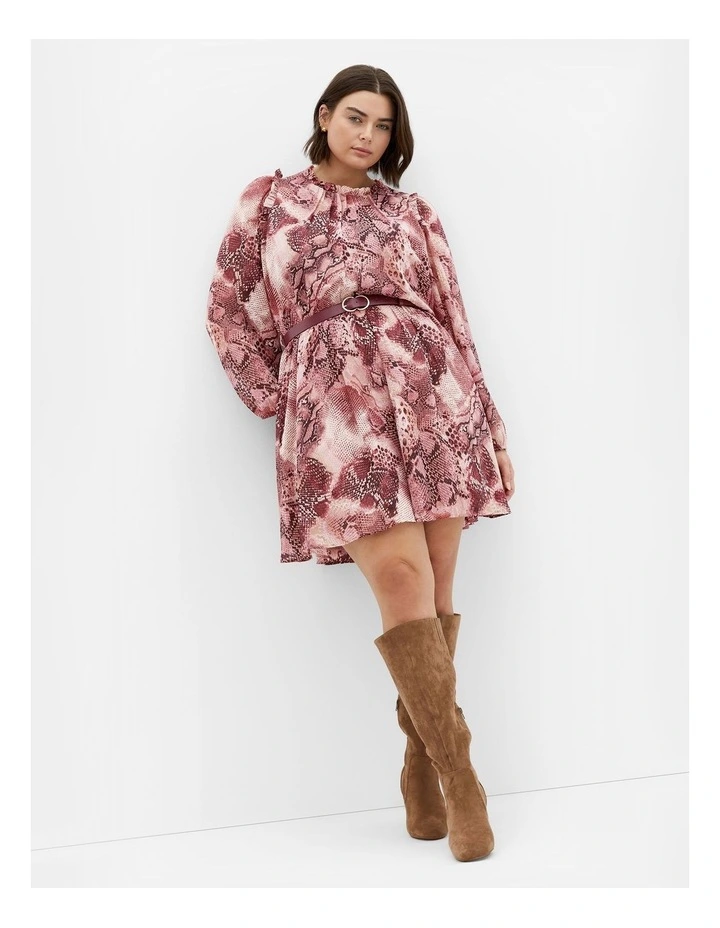 Maddie Snake Print Dress in Cherry image 1