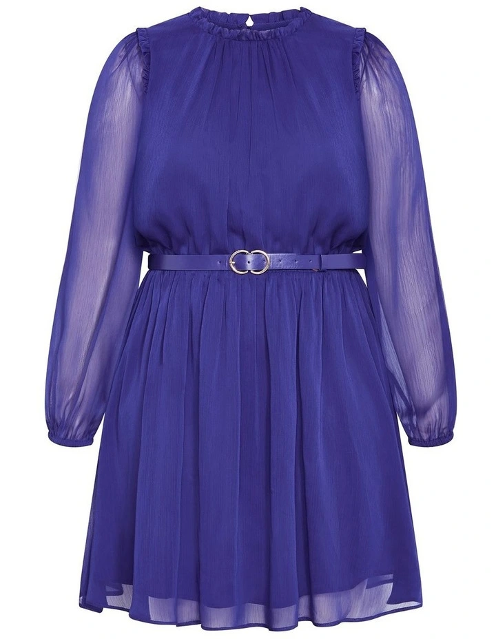 Madelynn Ruffle Sheer Sleeve Dress in Lapis image 3