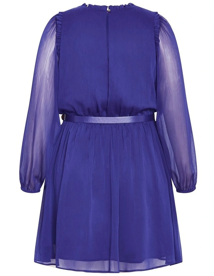 Madelynn Ruffle Sheer Sleeve Dress in Lapis image 4