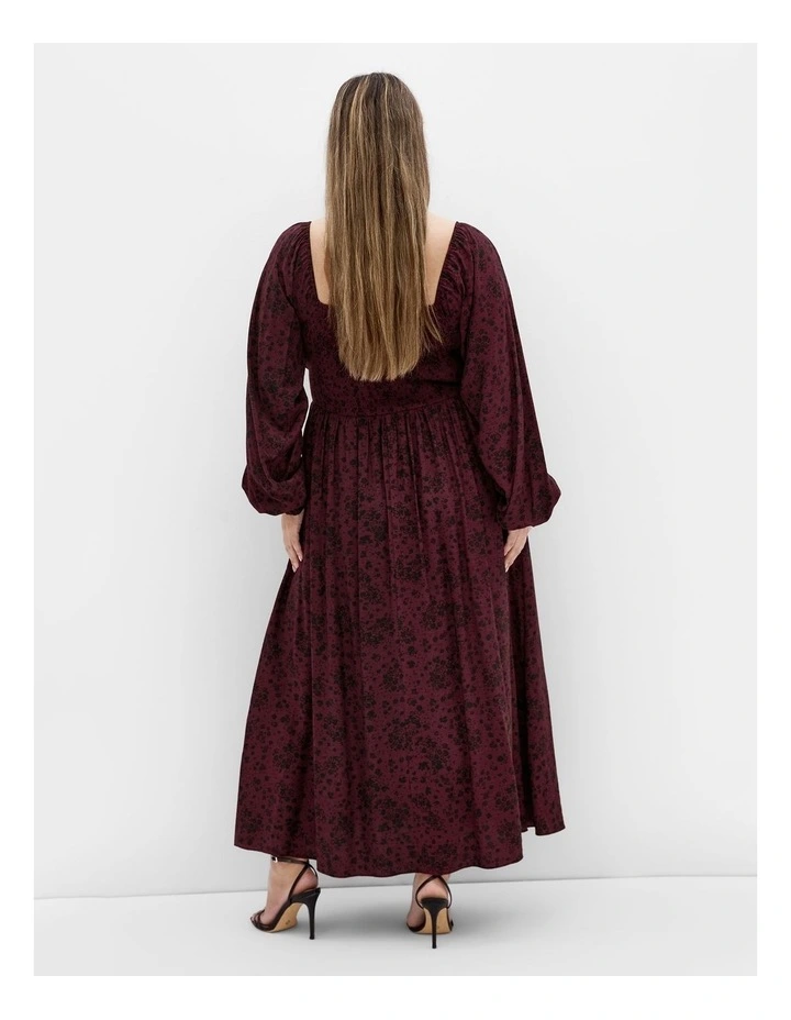 Abbigail Long Sleeve Print Maxi Dress in Cherry image 2
