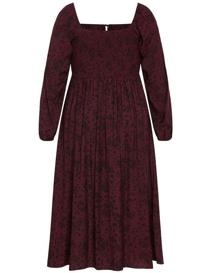 Abbigail Long Sleeve Print Maxi Dress in Cherry image 4