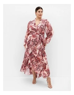 Instinct Snake Print Maxi Dress in Cherry