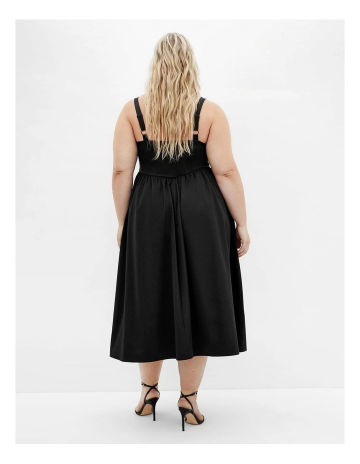 Midi Strappy Corset Dress in Black image 1