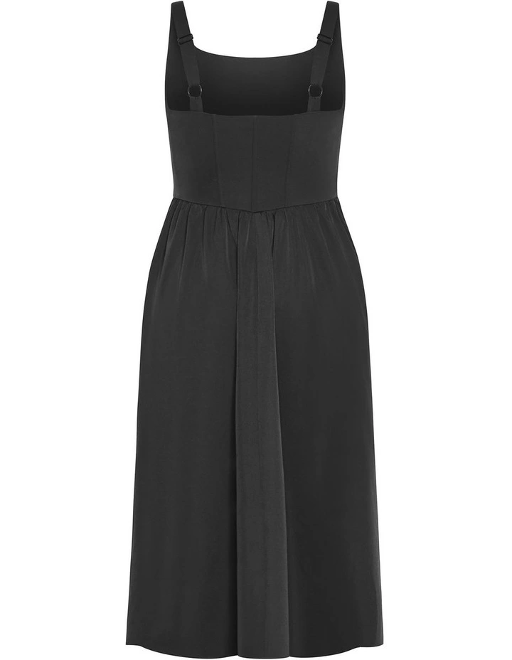 Midi Strappy Corset Dress in Black image 3
